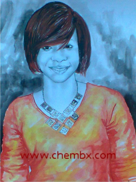 amaka-tonia-drawing-portrait-painting -watercolor-on-cardboard-by artistchembaline-uche-chembx